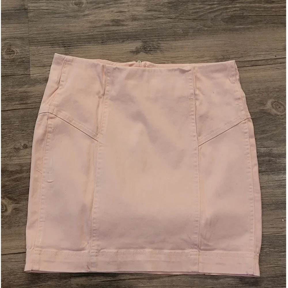 Chelsea &‎ Violet Girls Pink Denim Mini Skirt Size L Zip Back Cotton Blend